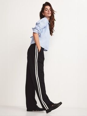 5️⃣ for 2️⃣5️⃣ Old Navy | Wide-Leg Striped Jogger Track Pants in Black